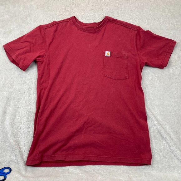 Carhartt Mens T-Shirt Medium Short Sleeve Crew Neck Relaxed Fit Pocket Tee Red - Picture 9 of 10